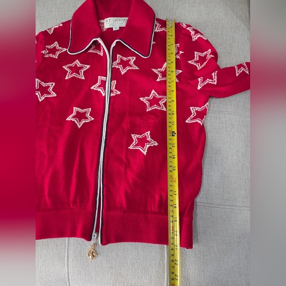 Vtg.St.John Collection By Mary Grey Women's Cardigan Sz.P (S)zippered White Star - Picture 9 of 11